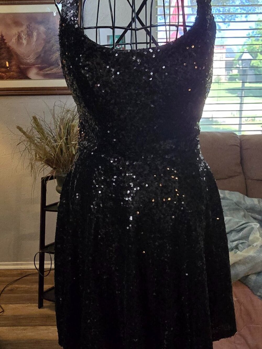 B. Smart Black Sequin Midi Dress